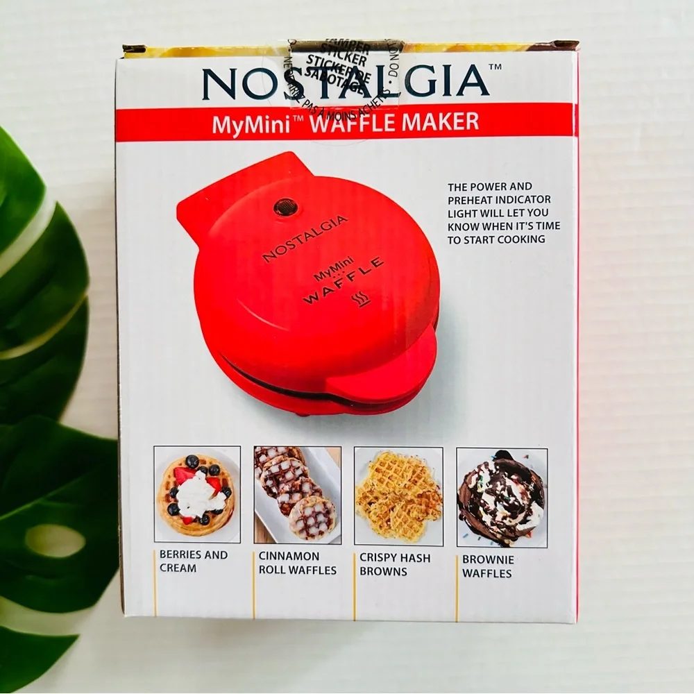 Nostalgia MyMini Red Waffle Maker NEW